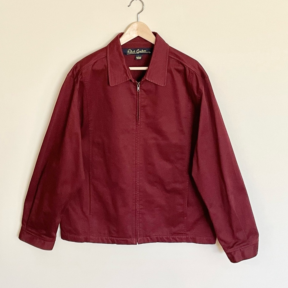 Robert Graham Burgundy Canvas Full Zip Jacket Men’s size Large - Picture 2 of 8
